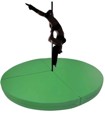 Generisk Pole-Dance-matta, tjock, rund, vikbar fallskyddsmatta för Pole Dance, 200 cm x 5 cm (78,7 x 2 tum), fallskyddsmatta för hemmagym, slitstark grön dansmatta