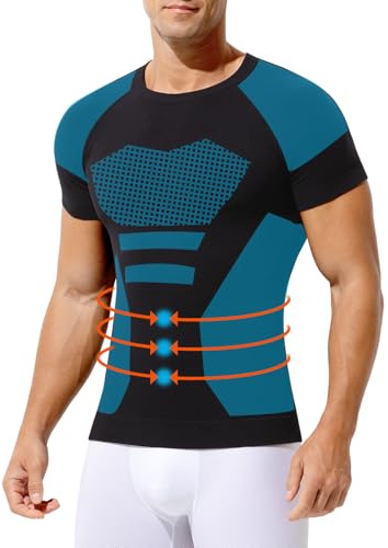 Casey Kevin Camiseta de Compresión Hombre Manga Corta, Hombre Reductora Compresion Elástica Ropa Interior Body Shaper para un Vientre más Plano