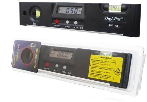 Digi-Pas DWL 200 Digitale Wasserwaage Torpedo 20 cm mit Genauigkeit 0,1°