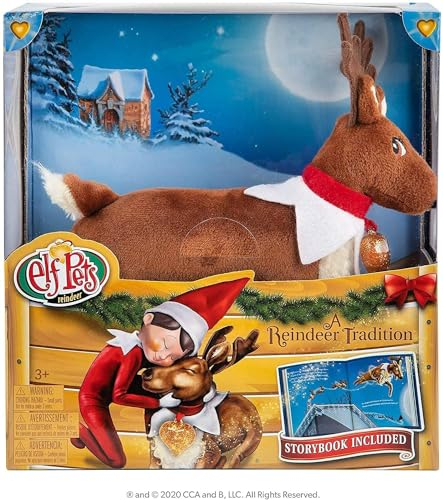 Elf on the Shelf Elf Pets A Reindeer Tradition Includes Beautifully Illustrated Storybook, Huggable Elf Pet Reindeer Stuffed Animal with Golden Heart Charm + Official Adoption Certificate