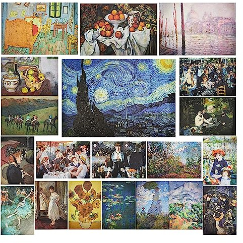 The Gifted Stationery Impressionist Wall Art Posters - 13 x 19 in, 20-Pack - Multicolored Matte Cardstock Prints - For Office Decor, Dorm Room Decor & Classroom Wall Art