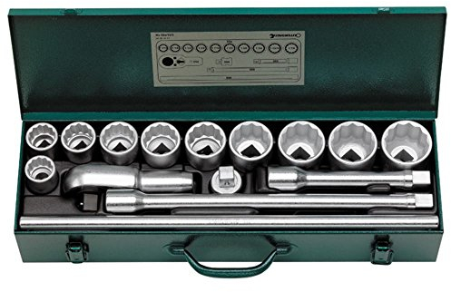 Stahlwille 96054101 Steckschlüsselgarnitur 15-teilig im stabilen Stahlblechkasten