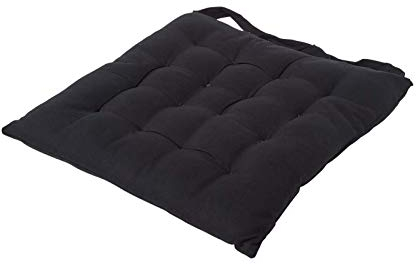 Homescapes Stuhlkissen 40x40 cm schwarz – Sitzkissen Outdoor/Indoor mit Baumwollbezug, Sitzpolster waschbar und Oeko-TEX-Zertifiziert für Esszimmer-, Küchen- & Gartenstühle