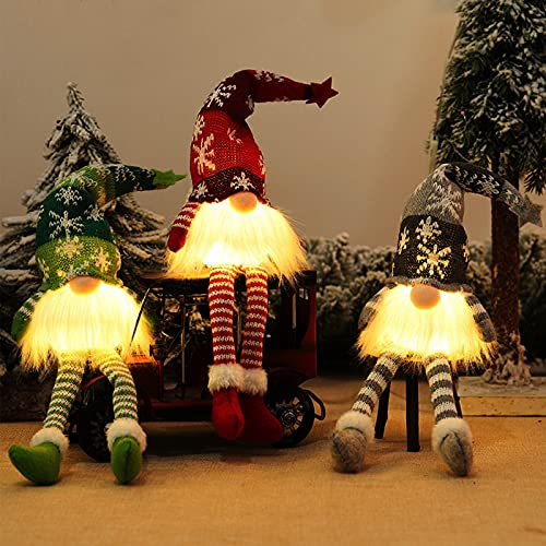 3 Stück ​weihnachtswichtel Weihnachtsdekoration mit LED, Weihnachtszwerge Plüsch-Dekorationen, Handmade Plüschfiguren, Weihnachten Deko Christmas GNOME Lights Weihnachtsfiguren
