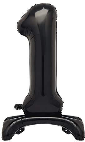 Unique Black Standing Number 1 Foil Balloon 30, Packaged