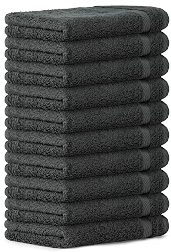 Luckytowel 10er Set Seiftücher 30x30 cm 100% Baumwolle, 600g/m² Oeko-Tex Waschlappen Set 10er Pack Anthrazit