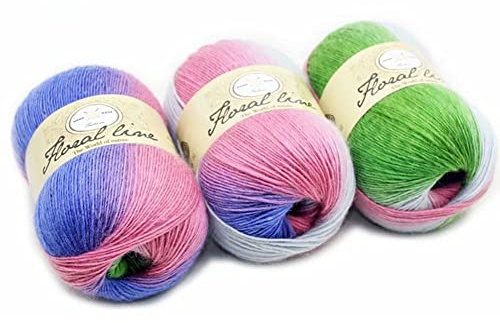 Strickwolle Baumwolle 100g, Strickgarn Wolle zum Stricken oder Häkeln Leichte Weiches Wollstrickgarn Wolle Farbverlauf, Bunt Baumwolle Garn für Stricken von Schals Sweater Crafts