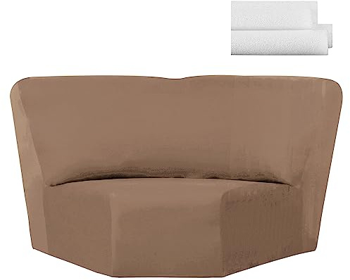 Weysat Corner Sofa Cover Stretch Corner Couch Cover Furniture Protector for Living Room Sectional Recliner Sofa Slipcover Reclining L Shape Couch Additional Seat(Light Brown,Milk Silk)