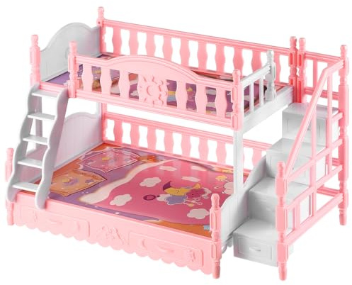 HOMSFOU Letto a Castello in Miniatura 1/12 Per Casa Delle Bambole Mobili Per Bambole Con Doppio Strato Decorazione Realistica E Compatibile Con Accessori Miniatura 8.82X5.51X5.12In