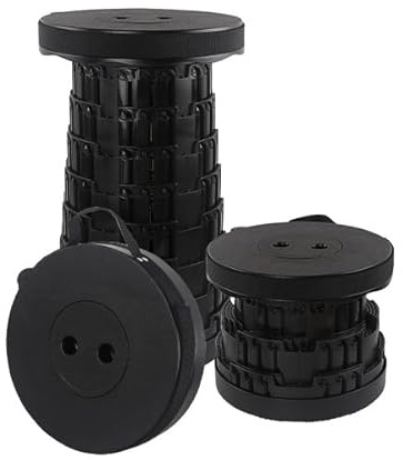 Rshuhx Tabouret Pliant Portable Tabourets pliants pour Adultes Camping Tabouret Pliable Siège léger Rétractable Robuste pour Excursion Pêche en Plein air Randonnée Charge maximale 460lb/210kg(Noir)