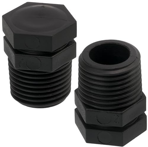 AERZETIX - Juego de 5 Tapones Macho 1/2 para Atornillar en Polietileno para Manguera de Riego Sistema de Goteo - Presión Máxima 10 Bar - Racor Circuito Tapa Irrigación - Negro