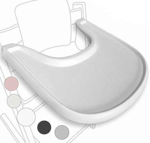 Bandeja para tronas altas compatible con la silla Stokke Tripp Trapp, diseño ergonómico curvado, blanco mate, sin BPA, fácil de montar, no compatible con platos de succión