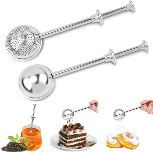 2 Pcs Flour Sifter, Flour Shaker, Stainless Steel Small Stainless Steel Sieve, Powdered Sugar Shaker Duster Sifter, Small Sieve for Baking, Sifting Sugar, Flour, Spices, and Herbs