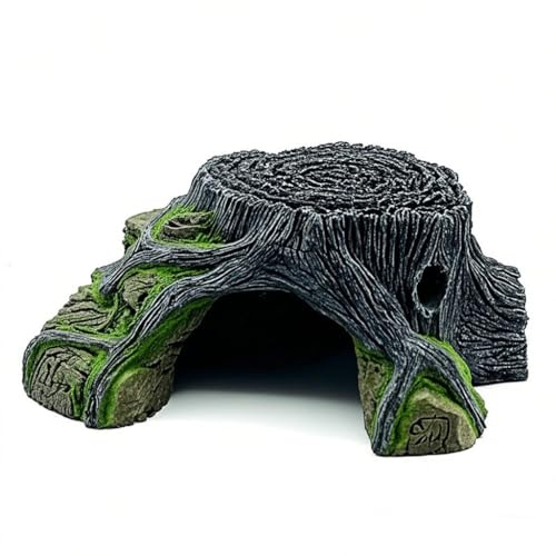 Plataforma para esconder Reptil Cueva de Tortugas para Peces y camarones escondite Acuario Reptil terrario ocultando decoración para lagartos, Tortugas Peces. (C)