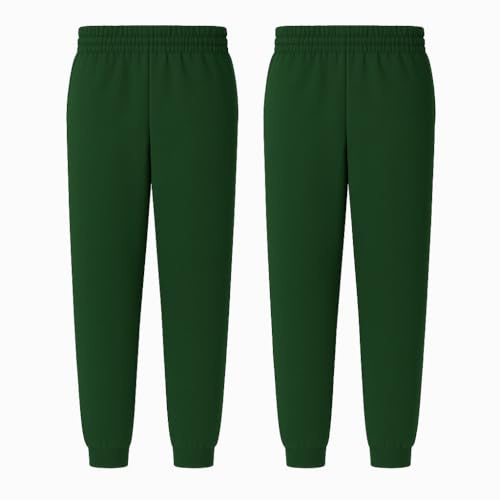 Kids School Joggers 2 Pack, Boys & Girls Fleece Jogging & Tracksuit Bottoms | Fleece lined, Elasticated waist, Cuffed ankles, Ages 3 to 13 years, Machine washable, Ideal for PE kit and school uniform