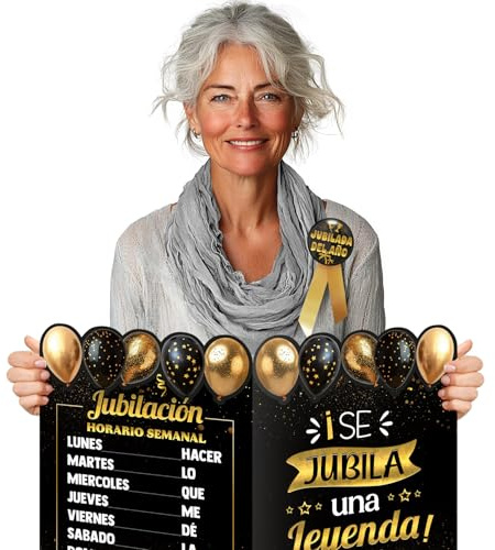 Tarjeta Felicitacion Jubilacion Grande 44x31cm Fabricada en España Con Escarapela y Sobre Incluidos, Regalos Originales Jubilacion, Tarjeta Despedida Jubilada, Dedicatorias, Recuerdo Jubilación Mujer