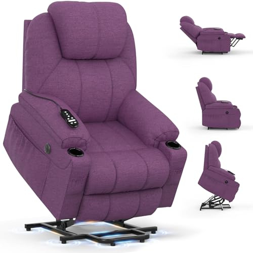 BareTay Recliner Armchair Lift Chair For the Elderly, Power Recliner Chair with Massage & Heat, Extended Footrest, Type C+USB Ports, 2 Cup Holders, Dual Side Pockets Reclining Chairs Lounge Sofa