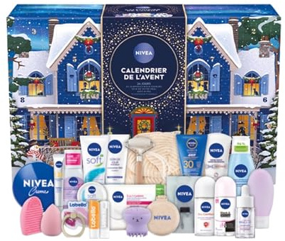 NIVEA - Adventskalender Damen Edition 2025 – Schönheitsgeschenkset – Pflege Gesicht, Körper & Lippen + Zubehör – 24 Überraschungsfenster – 1 Stück