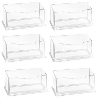 Yuannee Porte-cartes de Visite Transparent,6 PCS Plastique Présentoir à Carte de Visite en Acrylique Support de Cartepour Support de la Carte Organisateur pour la Maison le Bureau 103 * 48MM