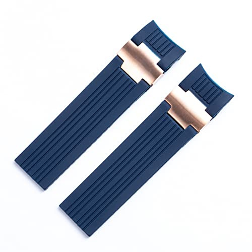 22x20 mm Cinturón de banda de muñeca de muñeca de muñeca de muñeca de goma de silicona suave de silicona marina y marina para la correa de nardina Ulysse (color: color de rosa azul, tamaño: 22 mm)