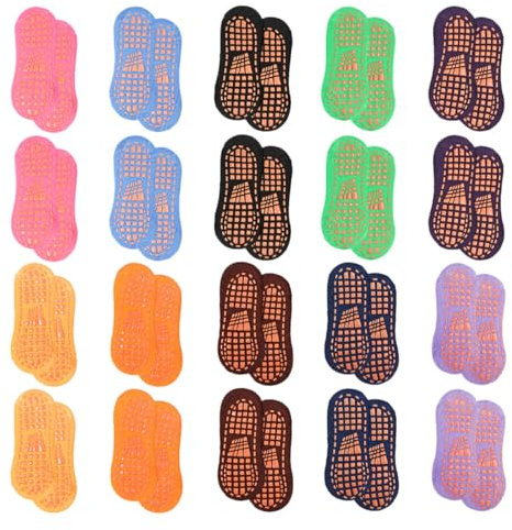 Didiseaon Calcetines Antideslizantes para Niños, Calcetines de Algodón Unisex, Talla 27-32, 20 Pares, Transpirables y Deportivos, Ideales para Yoga, Suelo y Entrenamiento Infantil
