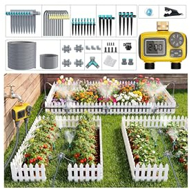 TRJZWA Sistema di Irrigazione Automatico con 2 uscite, Computer di Irrigazione Programmabile con Programmazione Personalizzabile, 4 Ugelli Spruzzatori Moderni per Agricoltura, Giardino,Serra e Cortile
