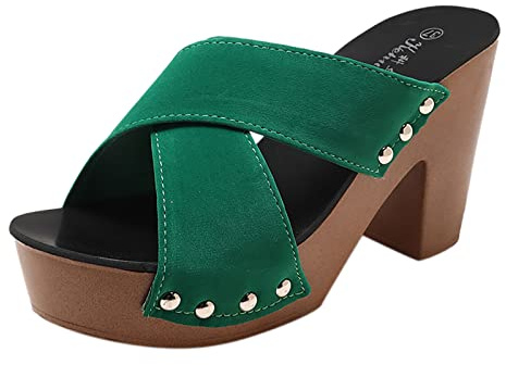 YIzdegg sandaler dam med klack – sandaletter, platå, kilklack, halkfria sommarskor, öppna tår, sandaletter, båge, stöd, klackskor, ergonomiska hands, fria slip-in-sandaler