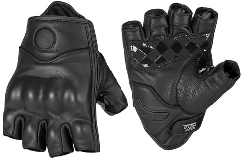 KEMIMOTO Guanti Moto a Dita Corte Uomo, Guanti Moto Estivi in Pelle Antiscivolo con Design a Cuciture Esterne, Adatti per Motociclo, Scooter, Ciclomotori, Quad, ATV