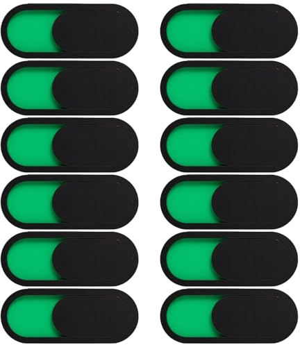 BOSREROY 12 coperture per webcam in acrilico, indicatore di stato scorrevole verde e rosso, 25,4 x 4 cm, 4 cm, facile installazione, compatibile con laptop, PC, tablet e altro ancora