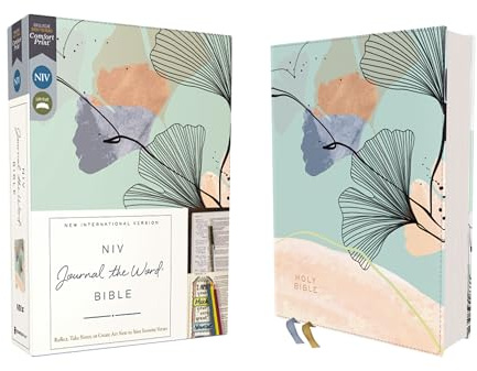 Niv, Journal the Word Bible (Perfect for Note-Taking), Leathersoft, Teal/Floral, Red Letter, Comfort Print: Reflect, Take Notes, or Create Art Next to Your Favorite Verses