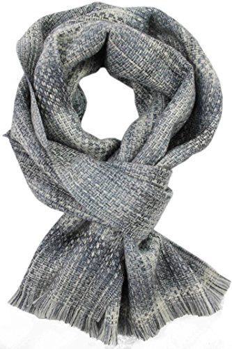 Rotfuchs Schal Webschal Uni gemustert grau weiß 100% Wolle (Merino)