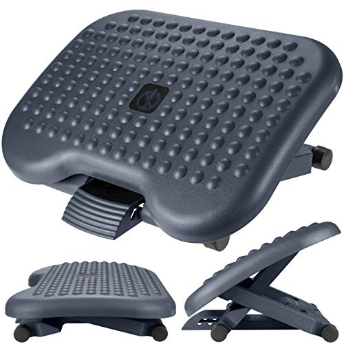 Foot Rest Under Desk - Footrest Height Adjustable for Home & Office Desk with Textured Feet Massager Surface - Ergonomic Tilting Riser - Posture-Improving, Anti Fatigue Leg Support Accessories - HIPS