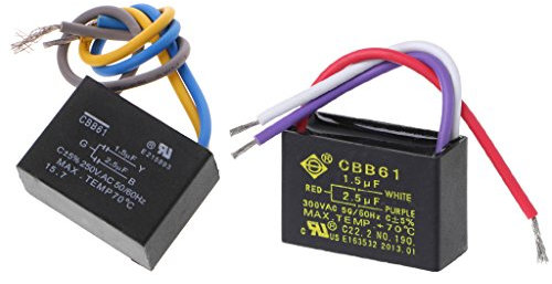 JENOR Condensateur CBB61 1,5 uF + 2,5 uF 3 fils AC 250 V 50/60 Hz pour ventilateur de plafond Noir
