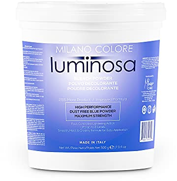 Milano Care Luminosa Bleach Powder - Blue Whitening Powder, Powder-Free, Fast Whitening Powder for Reflexes, Balayage and Brightening, Lifts Up to 7 Levels