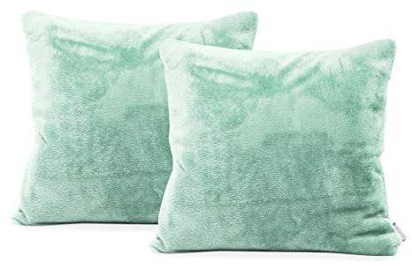 DecoKing 2tlg 2 Kissenbezüge 45x45 cm Mikrofaser Reißverschluss Fleece Kissenhüllen Pfefferminze Mic