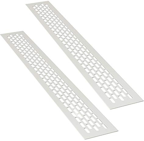 sossai® Aluminium Lüftungsgitter - Alucratis (2 Stück) | Rechteckig - Maße: 44 x 6 cm | Farbe: Weiss | Pulverbeschichtet