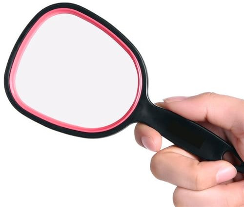 mpowtech Small Handheld Mirror with Handle for Women and Girls - Lightweight Hand Mirrors for Gift - Personal Handle Mirror for Makeup,Travel,Bathroom(6.11 x 2.95'')