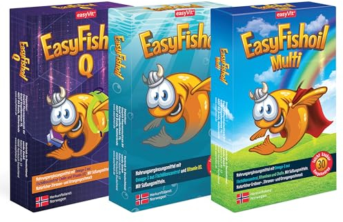 EasyFishoil Omega 3 Jelly Für Kinder mit Cholin, Folsäure, B6,B12 für 30 Tage Jelly Fischöl Hochdosiert, Kinder&Erwachsene, reines Fischöl Kapseln für Kinder - natürlichem Omega 3 KIDS-Children