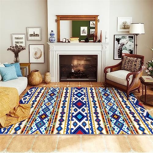 Outdoor Rug Teppich Outdoor Salon Teppich Blau Muster Mit Karierten Streifen Teppich Studie Mehrere Größen 160X230Cm Outdoor Couchtisch Blau