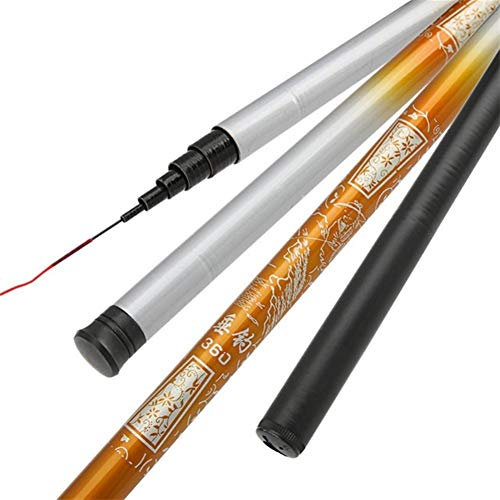 Angelrute Stream-Rod-Carbon-Faser-Hand Angelrute Teleskop Angelrute FRP Angelrute 3.6m 4.5m 5.4m 6.3m 7.2m (Color : Yellow, Size : 3.6 m)