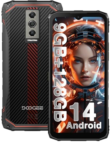 DOOGEE Blade 10 Outdoor Handy Android 14, 10.7mm Ultradünnes, 128GB/2TB TF Outdoor Smartphone, 90Hz IPS 6,56 Zoll HD+, 5150mAh, 16MP+8MP Morpho Kamera, 3 Cards Slots/Dual 4G SIM/FaceID/GPS/IP68/IP69K