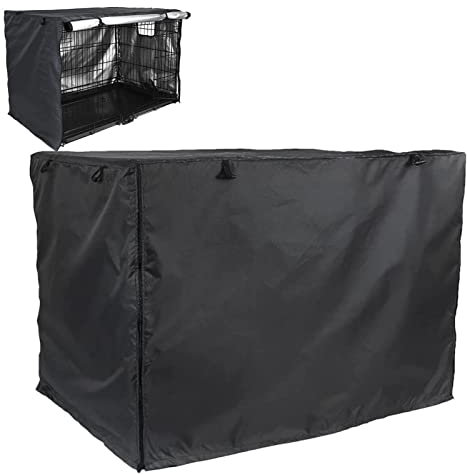 Pomurom Housse de Cage pour Chien à Double Porte, Couverture Niche Chien Imperméable Coupe-Vent Anti-UV Respirante, Housse de Protection pour Cage à Chien Universelle, Couverture Seulement