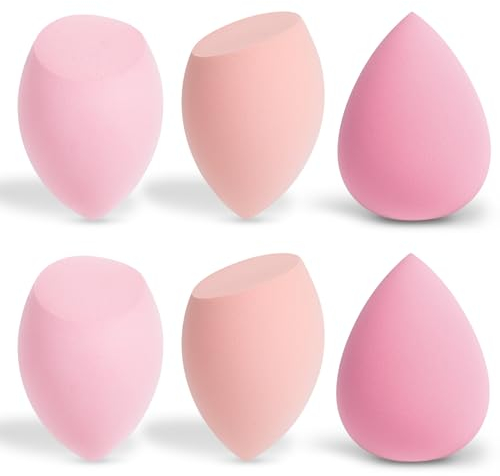 AiQInu 6 stück Make Up Schwamm, Foundation Beauty Blender, Makeup Sponge Set, Beauty Sponge für Flüssiges Foundation Puder, Foundation Puff Kosmetik Werkzeug