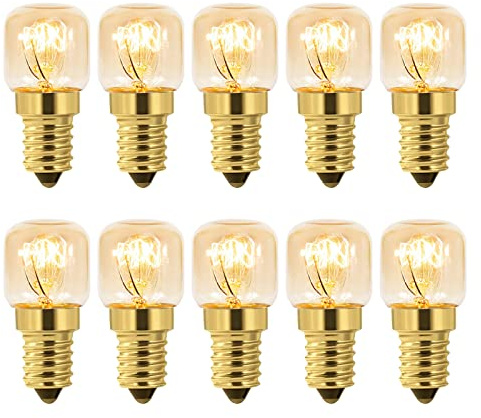 10-pack dimbara E14-ugnslampor, E14 T22 saltlampor, varmvita 2700K, 80 lumen, värmebeständiga upp till 300°C, ersättningslampor för ugnar, saltlampor, mikrovågsugnar, kylskåp, symaskiner