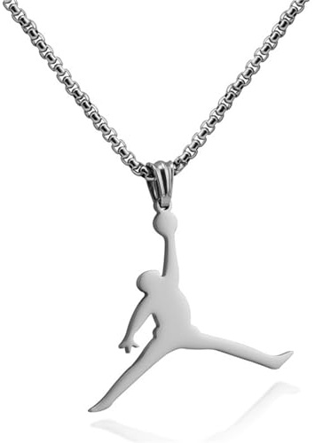 GleaMora Personalisierte Edelstahl Basketball Jordan Anhänger Halskette Hip Hop Punk Halskette Im Stil Geburtstag Geschenk Einfacher Schmuck