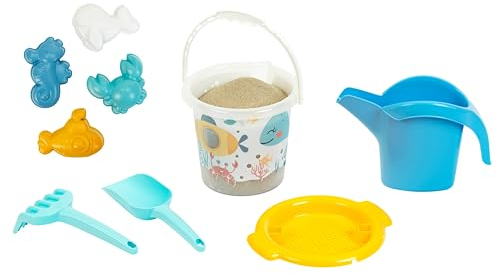 Theo Klein 7620 Sandeimer-Set - Wasserwelt I Inkl. Sieb und Gießkanne I Mit Förmchen, Schaufel und Rechen I Recyclingkunststoff I Anti-UV, Spielzeug für Kinder ab 18 Monaten