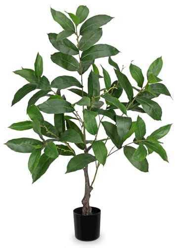 Arborus 93cm Tall Indoor Plant 3ft Artificial Ficus Tree Fake Silk Plants in Black Pots Large Artificial Green Plants Faux Trees for Home Office Bathroom Living Room Bedroom Decorations