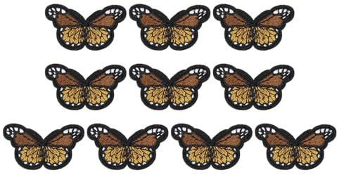 PATIKIL Butterfly Iron on Patch,10 Pcs Butterfly Embroidered Applique Sew on Decorative Patches for Repair Decoration Clothing Hats Jackets Backpack, 1.7 Lx1.1 W, Khaki