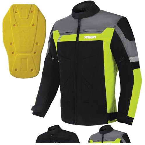 XAVIA GALE Veste De Moto Homme - Blouson Moto Imperméable Et Ventilé Avec Protection De Niveau 2 | Pour Toutes Les Saisons (XXL, Jaune)