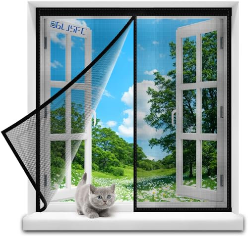 Mosquitera Cortina Magnetica 60x185cm Cierre Magnético Automático Mosquitera Imantada Puerta, Anti-insectos Cortina Mosquitera con Imanes para Puertas Corredera Sala Balcón Patio Negro